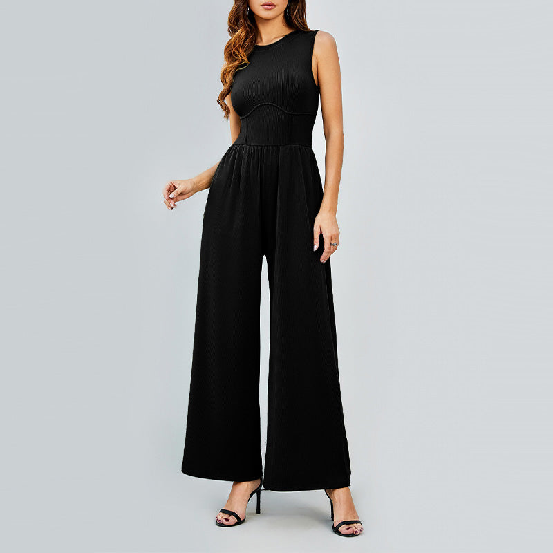 SLEEVELESS WIDE LEG JUMPSUIT