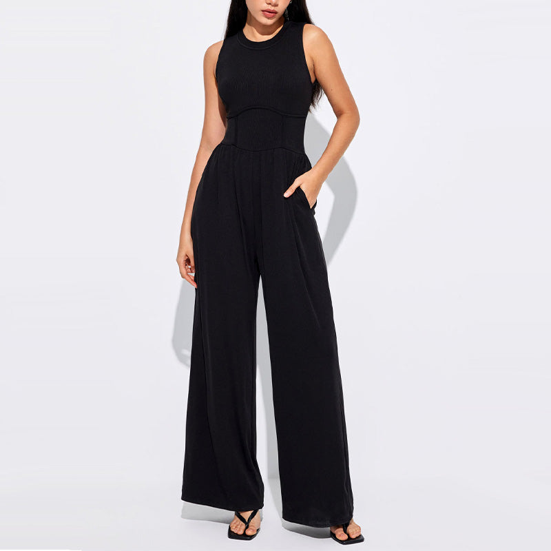 SLEEVELESS WIDE LEG JUMPSUIT