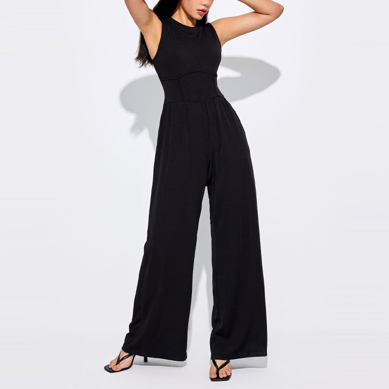 SLEEVELESS WIDE LEG JUMPSUIT