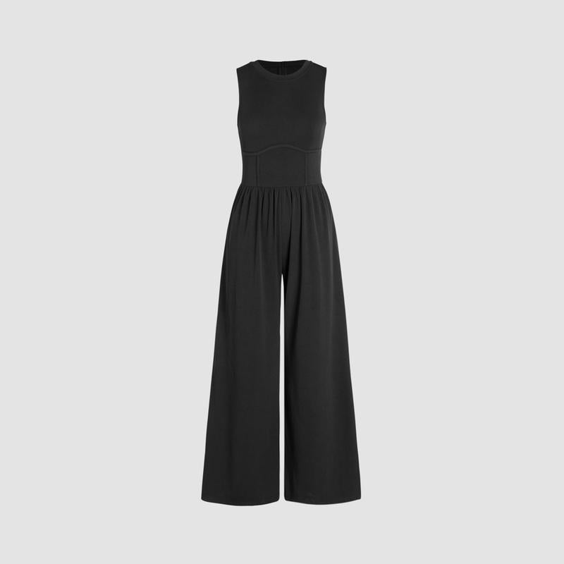 SLEEVELESS WIDE LEG JUMPSUIT